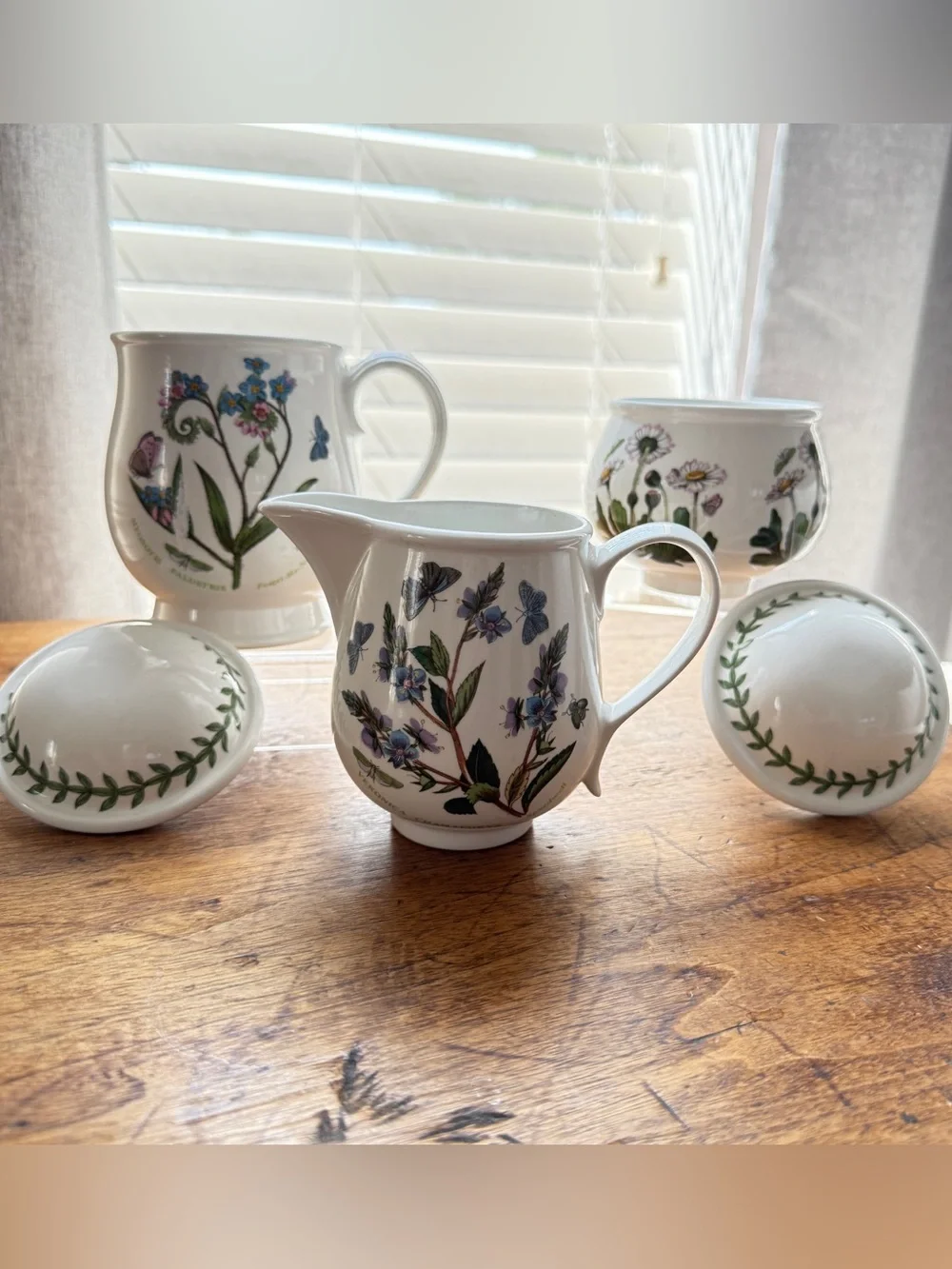 VTG Portmeirion Botanic Garden Sugar, Creamer & Canister Set | Made in England